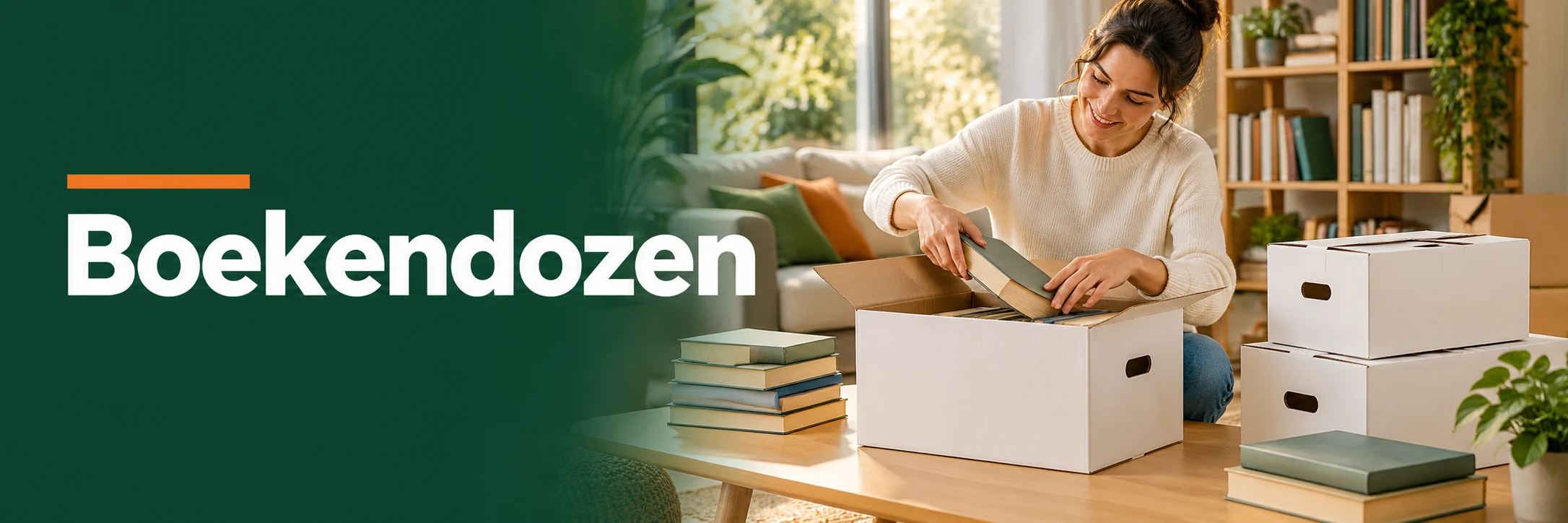 Boekendozen in een geïllustreerde gebruikssituatie