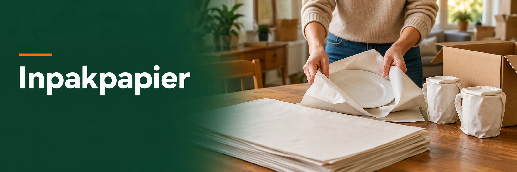 Inpakpapier in een geïllustreerde gebruikssituatie