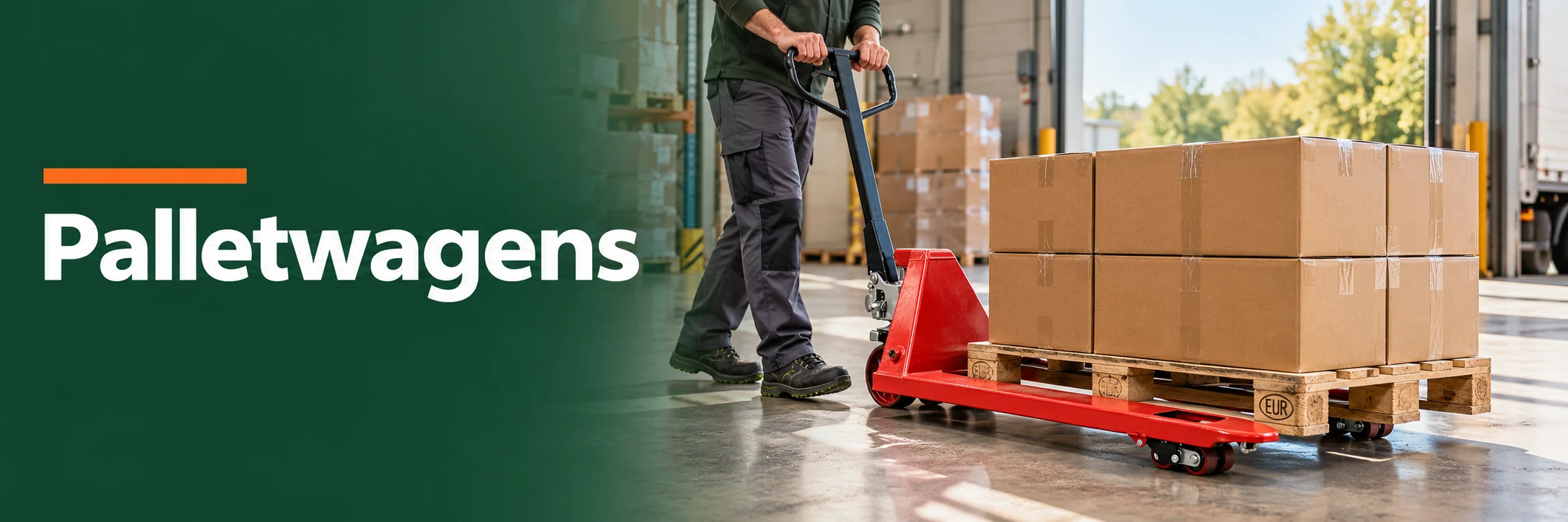 Palletwagens in een geïllustreerde gebruikssituatie