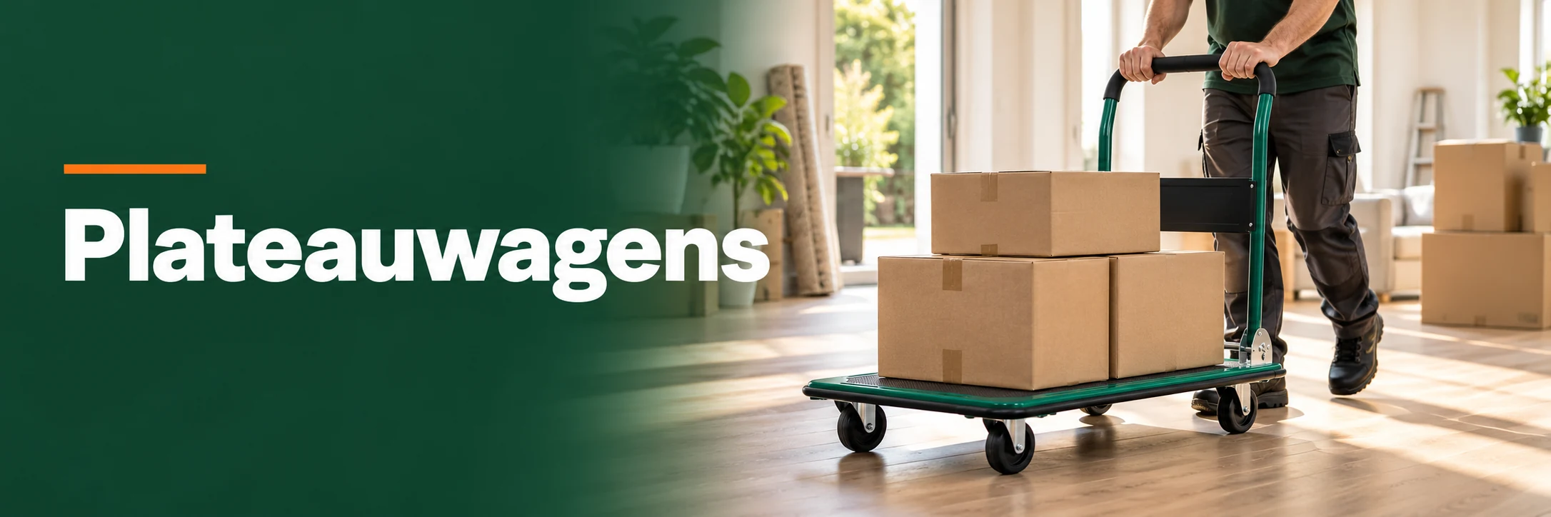 Plateauwagens in een geïllustreerde gebruikssituatie