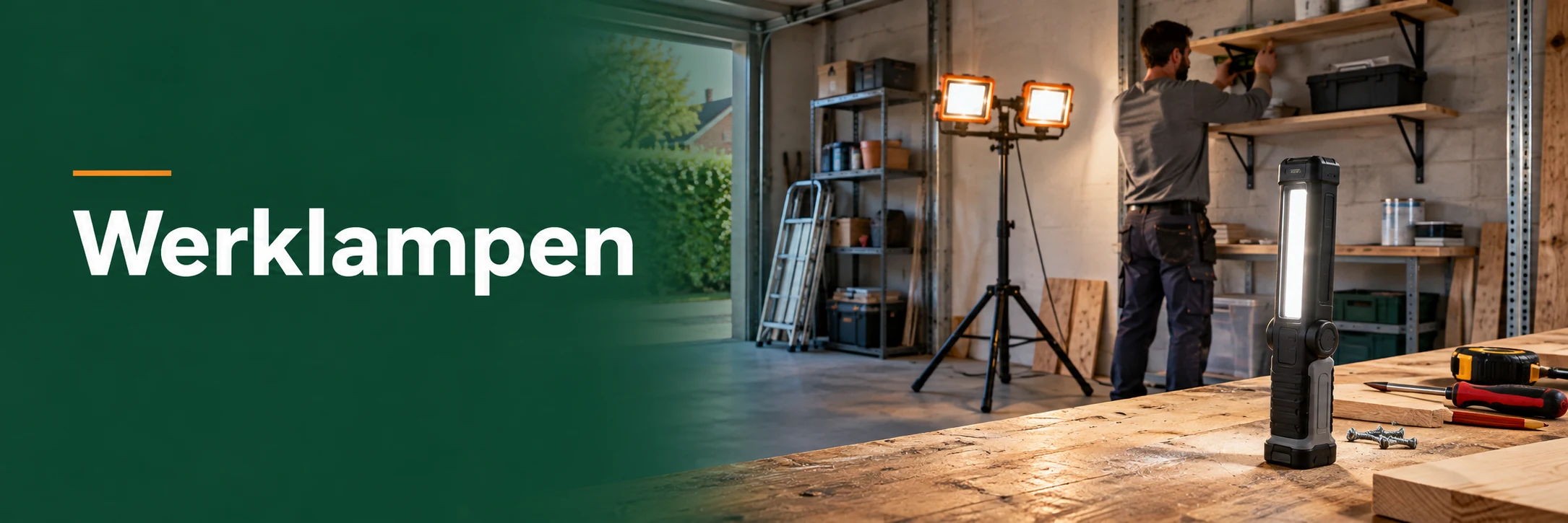 Werklampen in een geïllustreerde gebruikssituatie